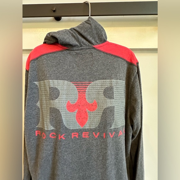 Rock Revival Logo Black and Red pullover 3 button hoodie size Medium - Picture 7 of 11